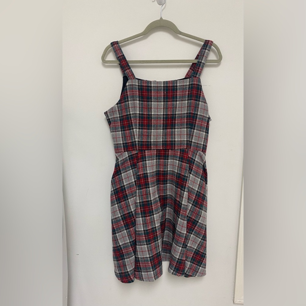 plaid shorts dress with pockets